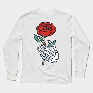 Sketelon Hand with Rose Long Sleeve T-Shirt